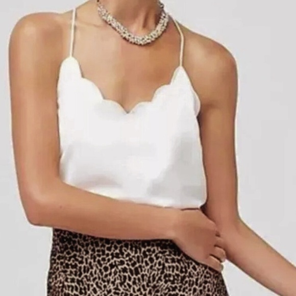 J. Crew Factory Ivory Scalloped Trim Adjustable Racerback Cami Women’s Size 2 - Picture 15 of 15